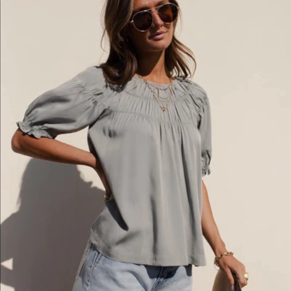 Smocked Detailed Blouse in Sage